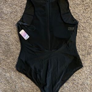 SOLD OUT- Forever 21 Plus, Black Plunge Mesh Swimsuit (3X)